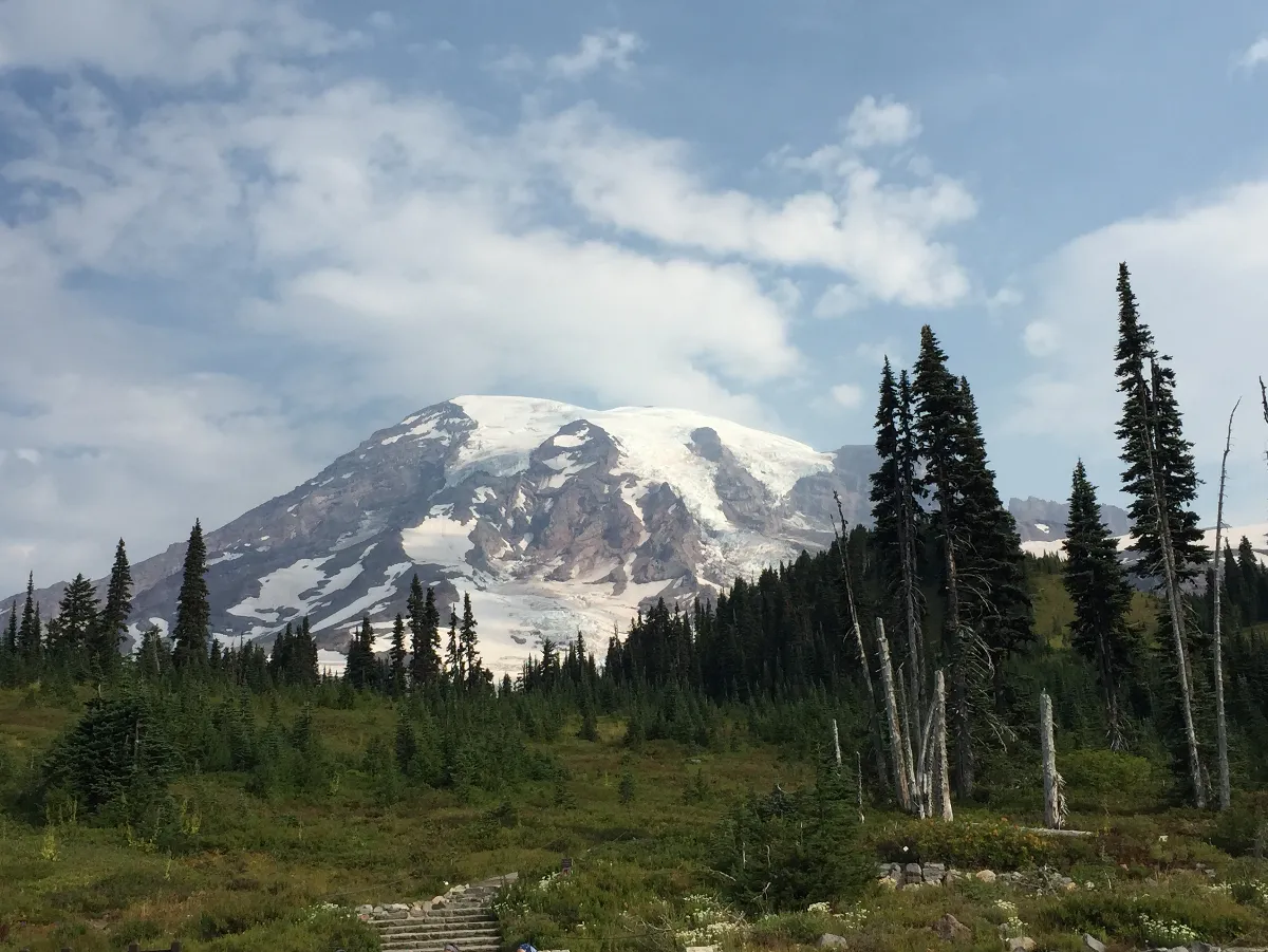 Wide view of the entire Mt Rainier